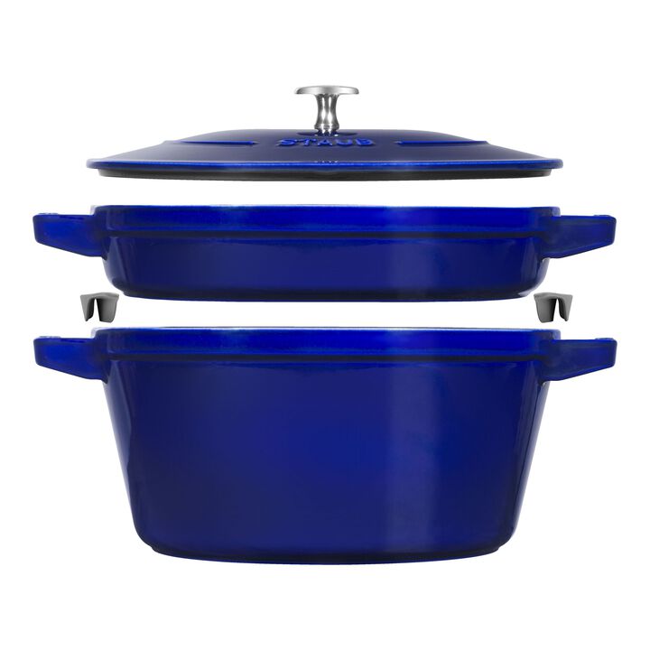 Cast Iron, 3-pc Stackable Set, Dark Blue, Cast Iron , large 1