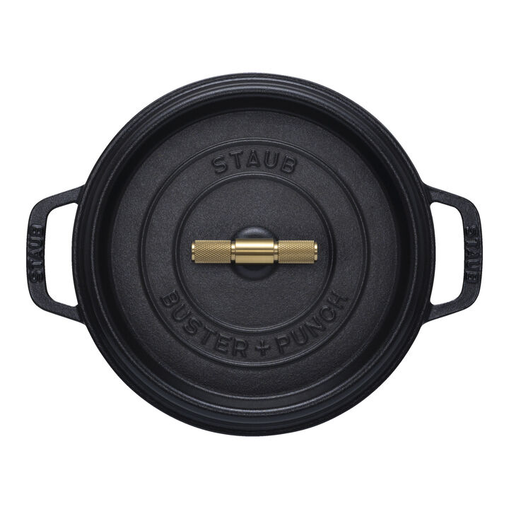 Cast Iron, 4 qt, Round, Dutch Oven Buster And Punch, Black Matte, large 3
