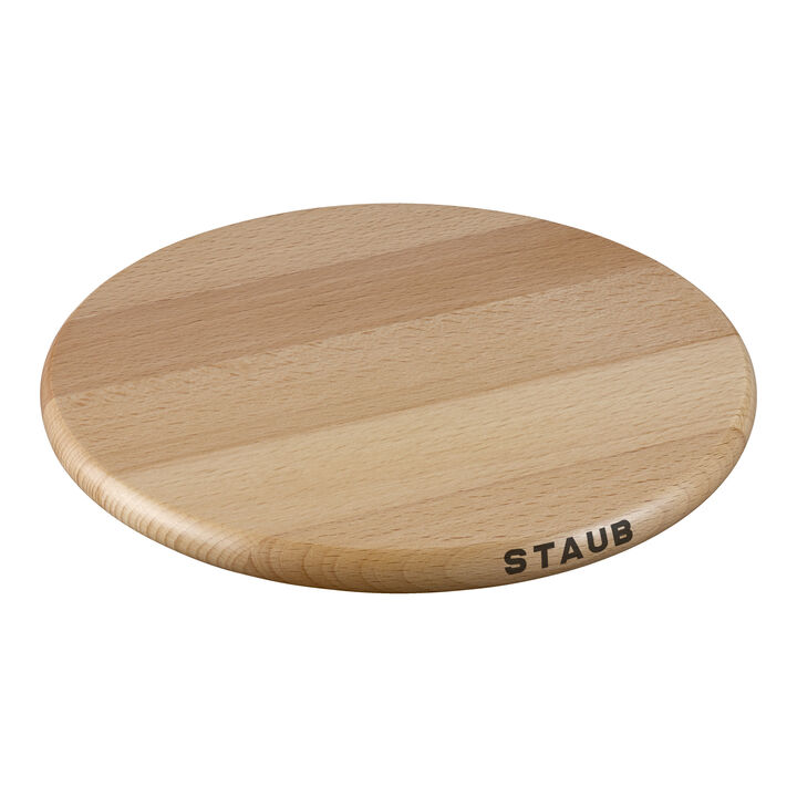 Cast Iron - Accessories, 9-inch, Round, Magnetic Wood Trivet, Brown, large 2