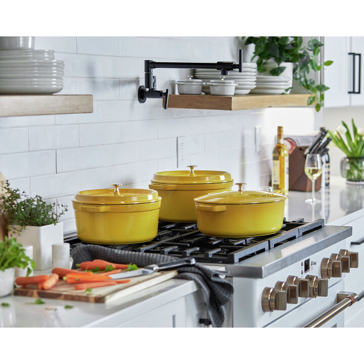 Cast Iron, 7 qt, Round, Dutch Oven, Citron, large 2